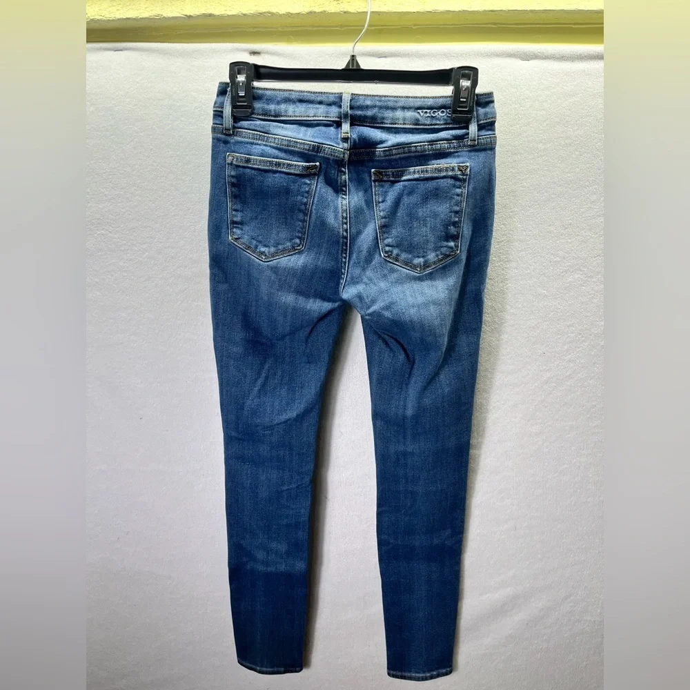 Vigoss Distressed Jagger Skinny Jeans‎ Womens 26 Waist Blue Denim Stretch 2480